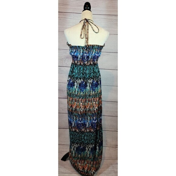 LOVE by Chesley Tie Maxi Dress Multi-colored Size Medium - Picture 3 of 9